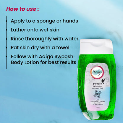 Swoosh Exfoliating Shower Gel Mint - 350ml